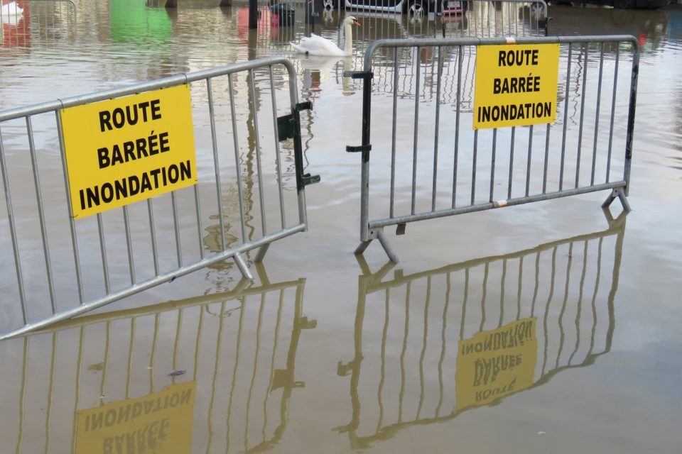 Route barrée Inondations - Saint-Marcel-sur-Aude